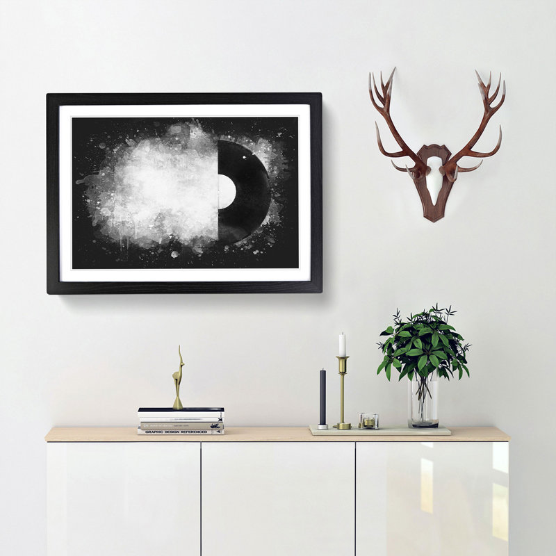 Vinyl Record - Single Picture Frame Print on MDF, 45cm H x 63cm W x 2cm D, Black Framed