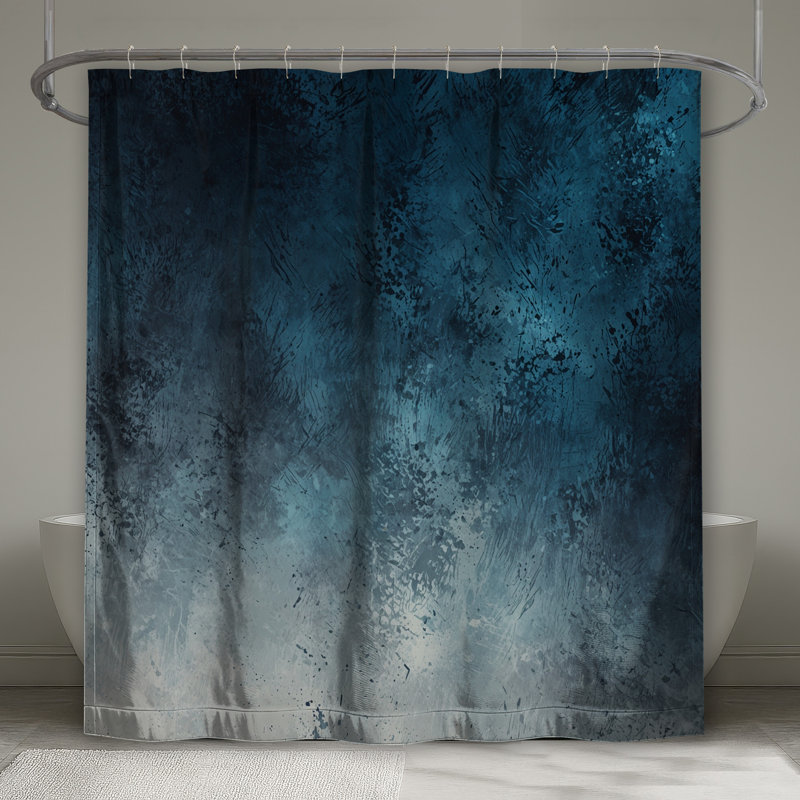 Rideaux de douche à texture grunge bleu très longs, L 70 po x H 72 po