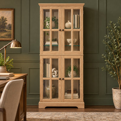 30.32 " W Glass Curio Cabinet