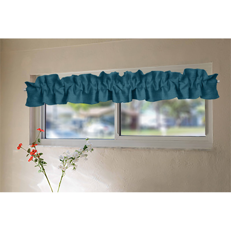 Cantonnière à volants, L 144 po x L 9 po, Bleu turquoise foncé