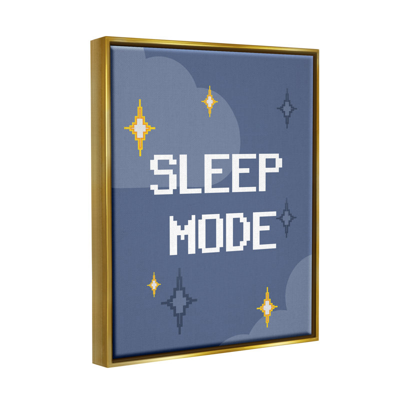  Sleep Mode Pixel Stars par Lil 'Rue, H 21 po x l 17 po x P 1,7 po, Cadre flottant métallique doré