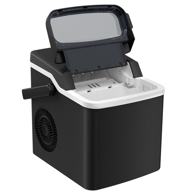 Countertop Ice Maker, Portable Ice Maker Machine With Handle, 26Lbs/24H, 8 Bullet Ice Cubes/9 Mins, S/L 2 Size Ice Cube, Self-Cleaning For Home/Kitchen/Office/Party, Black
