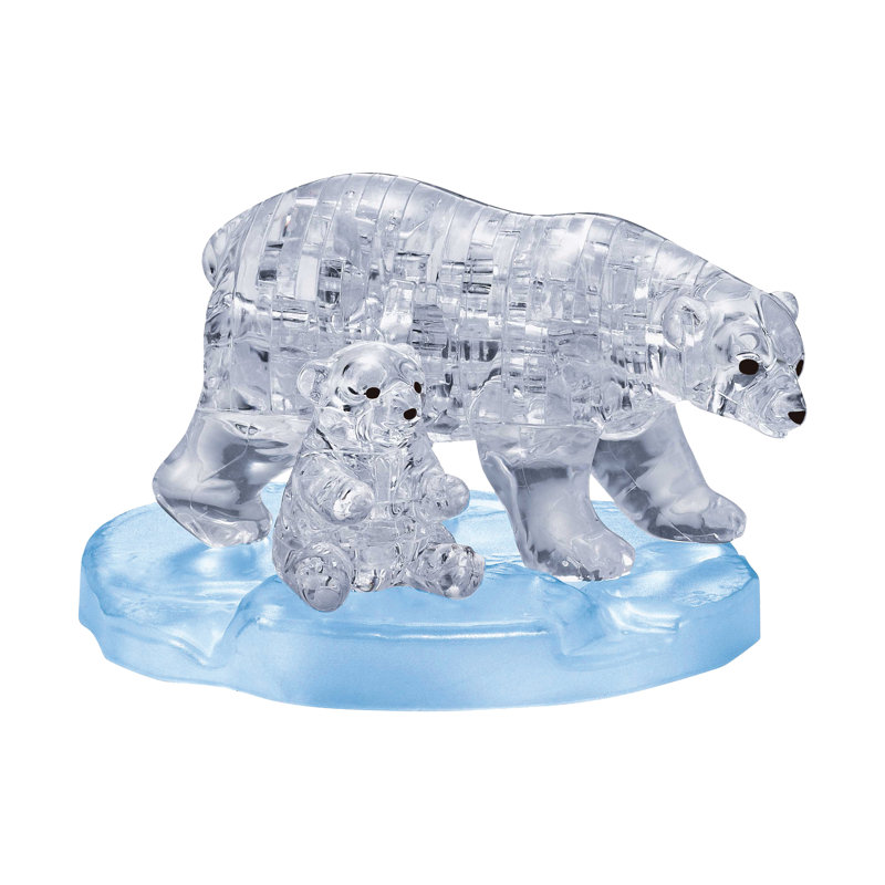 Translucent White Polar Bear and Baby 3D Crystal Puzzle