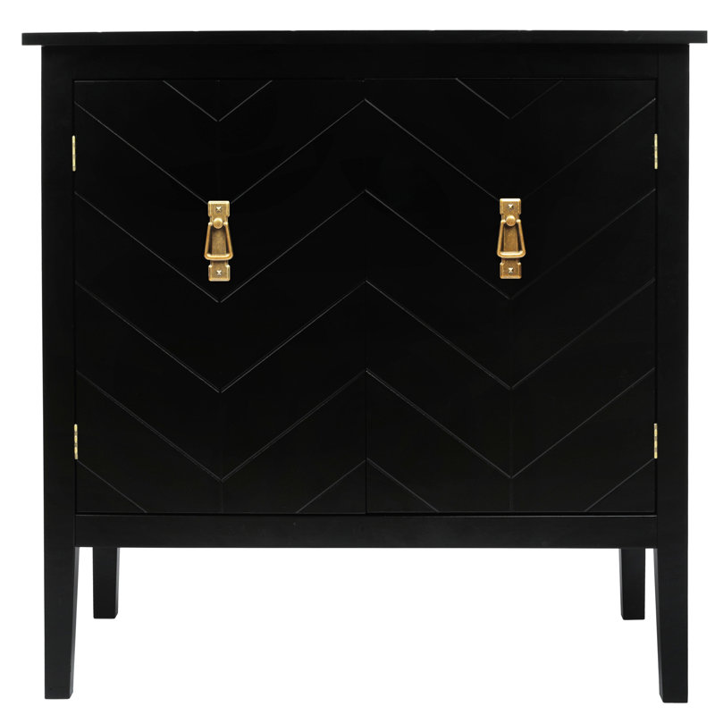 Armoires en bois noir rétro à 2 portes, buffet pour la salle à manger et le hall d'entrée - bois massif, tablettes réglables, charge de 180 lb, design attrayant