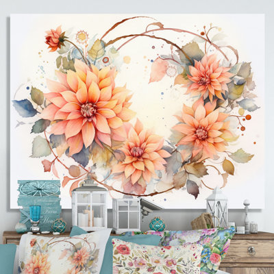 Coral Green Garden Dahlia Palette sur toile