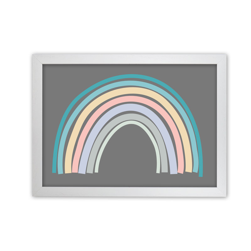 Multicolour Rainbow Art Original 1 Piece Wall Art, 21cm H x 30cm W x 3cm D, Grey, White Framed