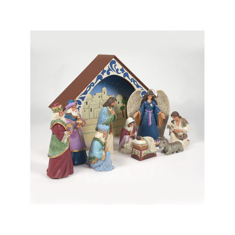 Ensemble de figurines de crèche 10 pièces