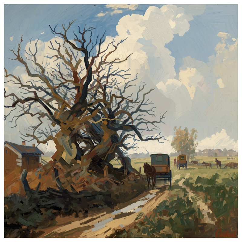 Countryside Tree Landscape Double Sided Throw Pillows, 18 x 18 inches