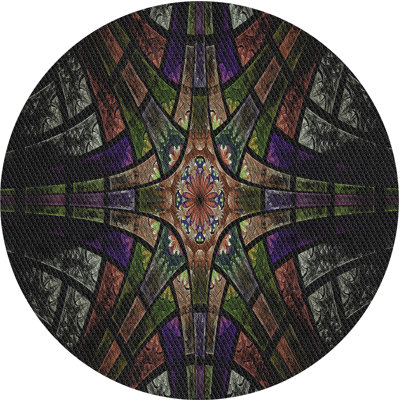 Tapis vert/noir/mauve tissé à la machine