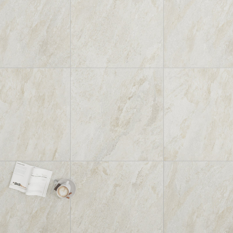 Italian Quarzia Porcelain 24"x 24"x 9mm Floor and Wall Tile Case - (4 PCS, 16 Sq. Ft.), White