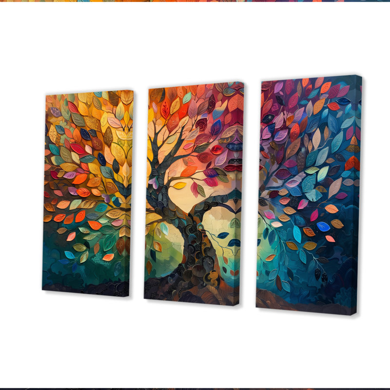 Colorful Tree Of Life II - Tree Of Life Canvas Wall Art Wall Decor Set, Wrapped Canvas, 40" H x 60" W x 1" D 