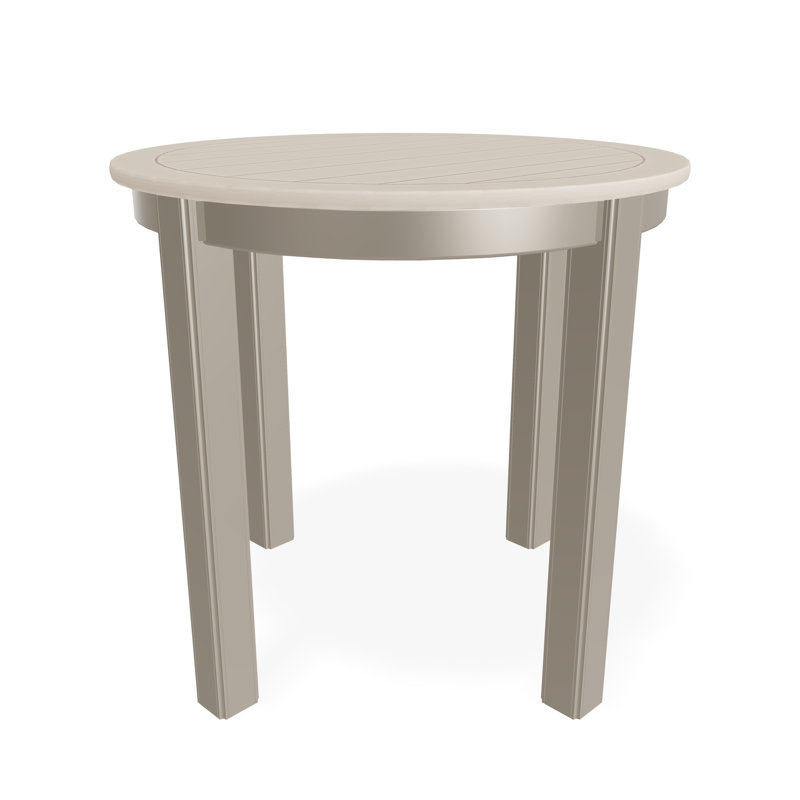 Outdoor Round Side Table, Black/Black, Marine Grade Polymer