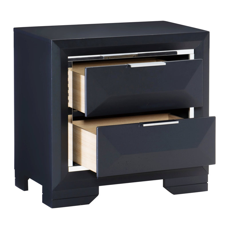 Table de chevet pour chambre à coucher avec deux tiroirs, table de chevet en bois pour la chambre à coucher