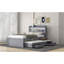 Lit simple TG avec lit gigogne et tête de lit à DEL, plateforme avec rangement à tiroirs gris-608313930