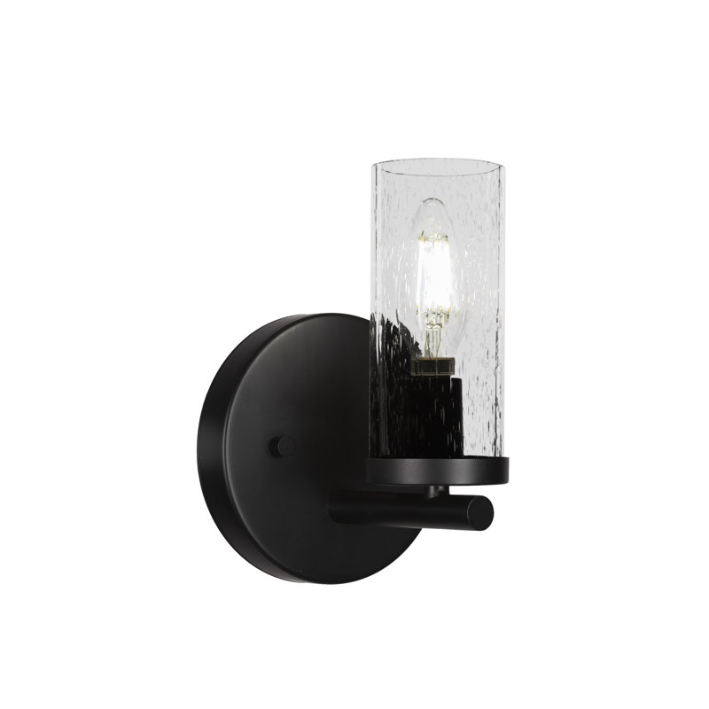 Nevena Wall Sconce Shown With 2.5” Glass, Matte Black, Seedy