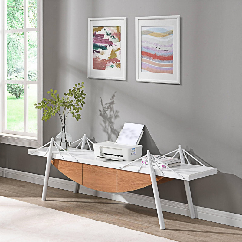 Console multimédia avec tiroir, Blanc, Blanc