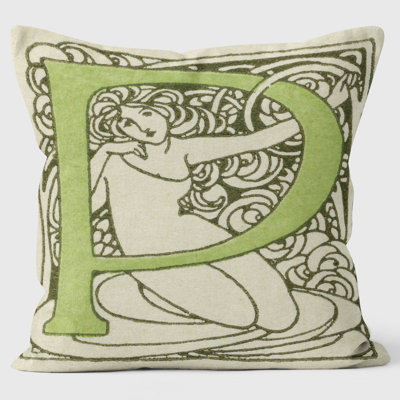 Art Nouveau Alphabet "P" Cushion