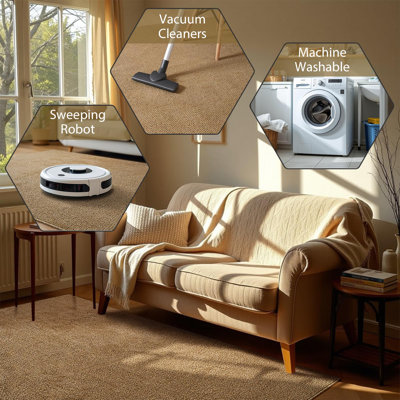 Low-Profile Non-Slip Indoor Area Rug, Machine Washable & Absorbent