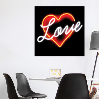 Neon Love Red On Black by Hailey Carr - Wrapped Canvas Gallery-Wrapped Canvas Giclée