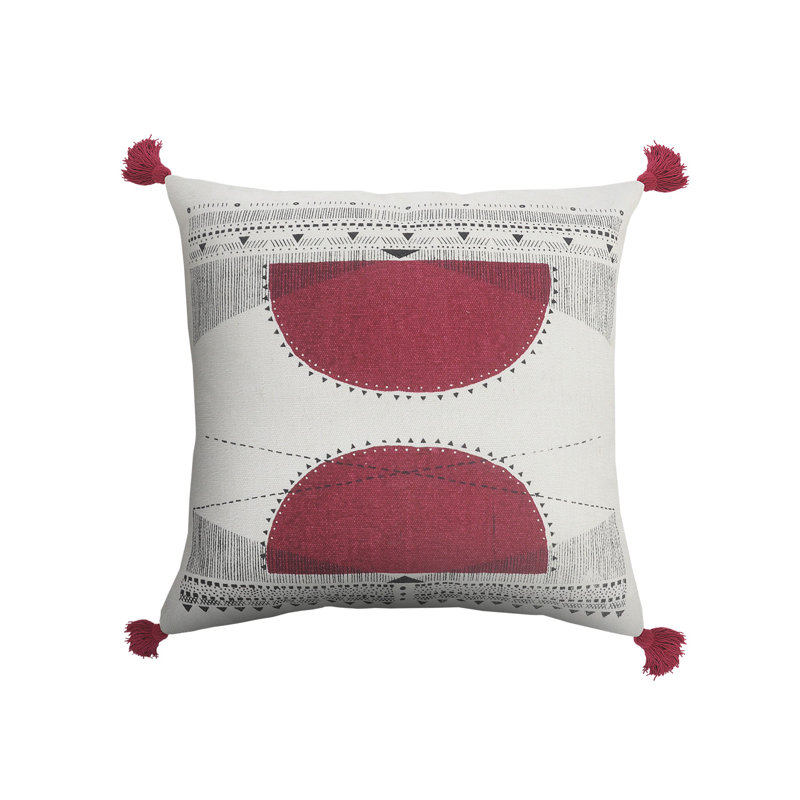Southwestern Geoemtric Tasseled Throw Pillow Cover, White Geometric 2, Pillow Cover Only - No Insert