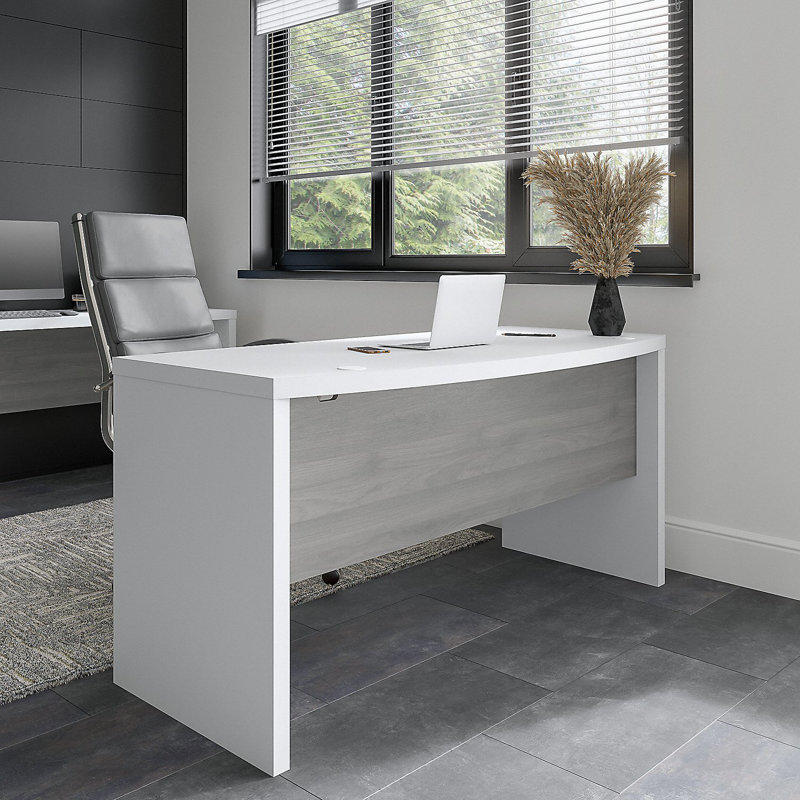 Echo Bow Front Desk, Pure White /Modern Gray