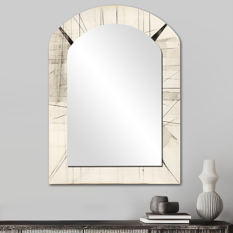 Minimaliste noir et blanc VI - formes abstraites, forme irrégulière, miroir mural unique, miroir asymétrique moderne, impression d'art en métal