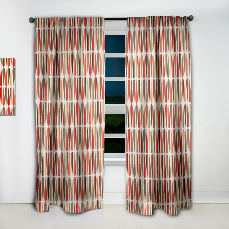 Panneau de rideau simple occultant Retro Abstract Drops IV - Mid-Century, L 52 po x L 108 po