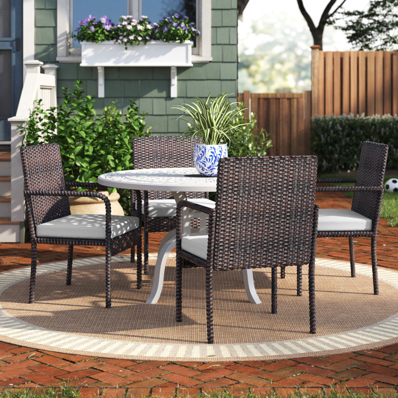 Wicker Premium All-Weather Wicker Outdoor Dining Armchair with Cushion