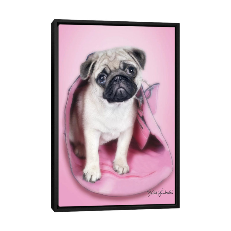 Pug In A Purse by Keith Kimberlin - Print on Canvas, Black Framed, 66.04 cm H x 45.72 cm W