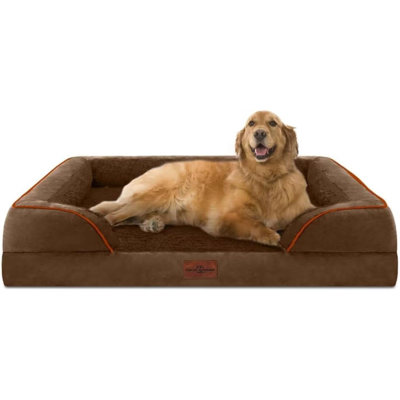 Lit pour chien très grand XL, lit orthopédique imperméable avec traversin, canapé-lit lavable pour chien avec housse amovible et fond antidérapant (très grand)