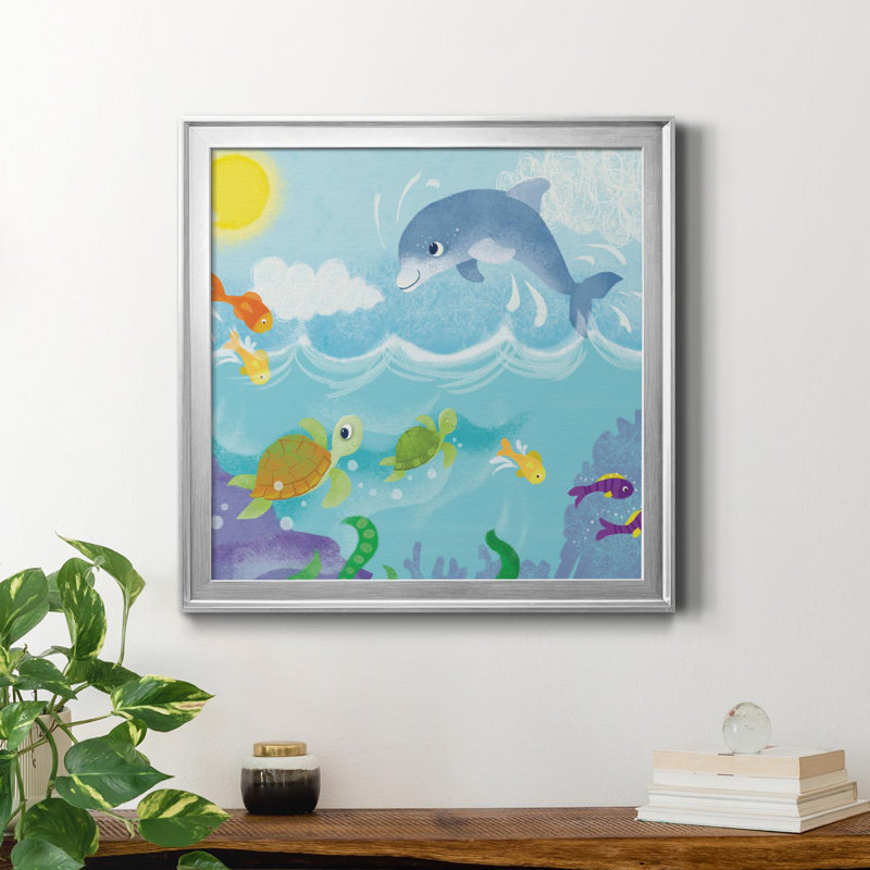 «Mermaid Play II», peinture sur toile encadrée, H 34,5 po x l 34,5 po x P 1,5 po, Argent