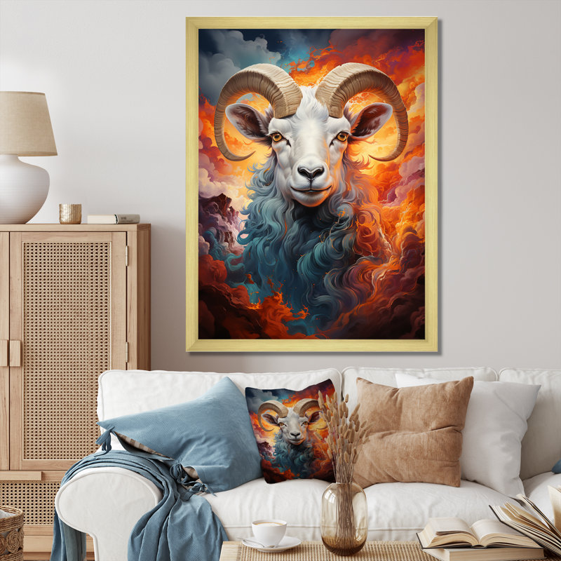 Bleu sarcelle, sarcelle, mouton, laine, symphonie - animaux, art mural, salon, H 40 po x l 30 po x P 1,5 po, Encadrement doré