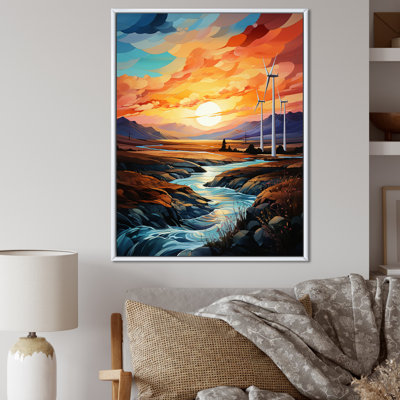 Wind Turbines Sunrise Valley I sur toile