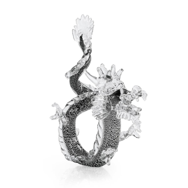 Sculpture en verre de dragon, grand bleu