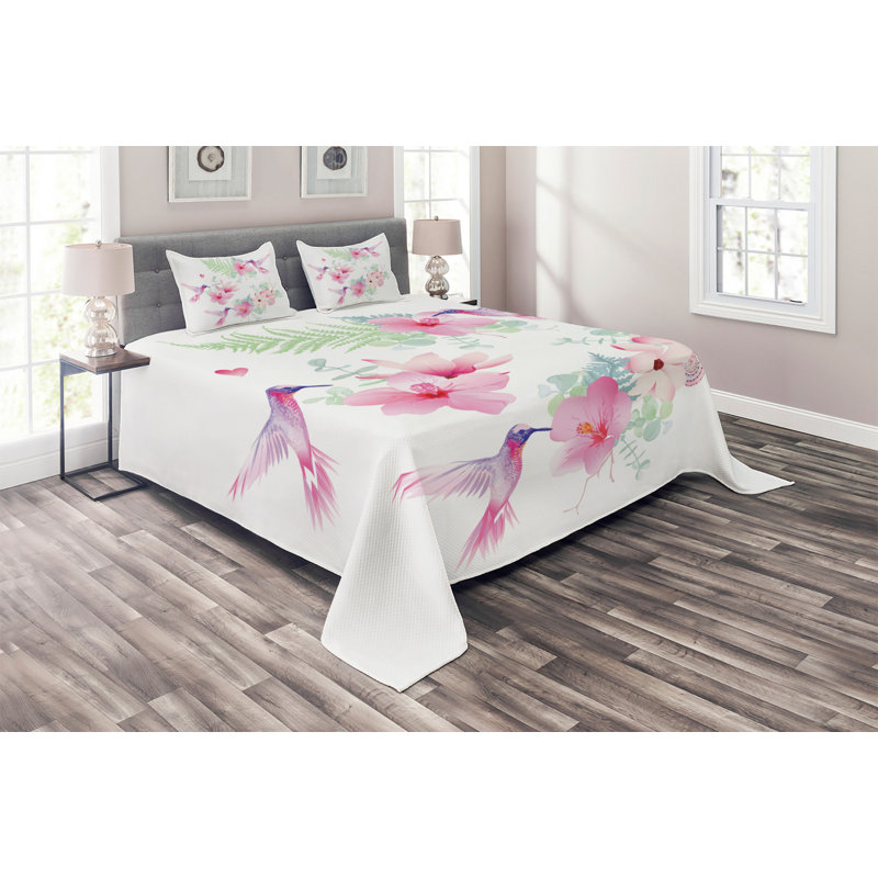 Coastal Polyester Floral Coverlet