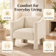 Fauteuil d'appoint moderne en forme de tonneau, fauteuil rembourré en chenille avec accoudoirs fermés, beige-194997924