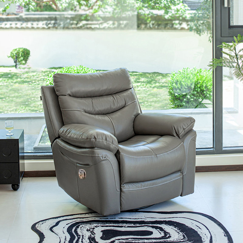 Quality fashion sofa swivel lazy home recliner, Gray Leather Match