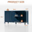 Buffet bleu marine de 147 cm (58 po) avec portes cintrées cannelées et étagères réglables - Meuble de rangement moderne pour salle à manger, coin café ou entrée