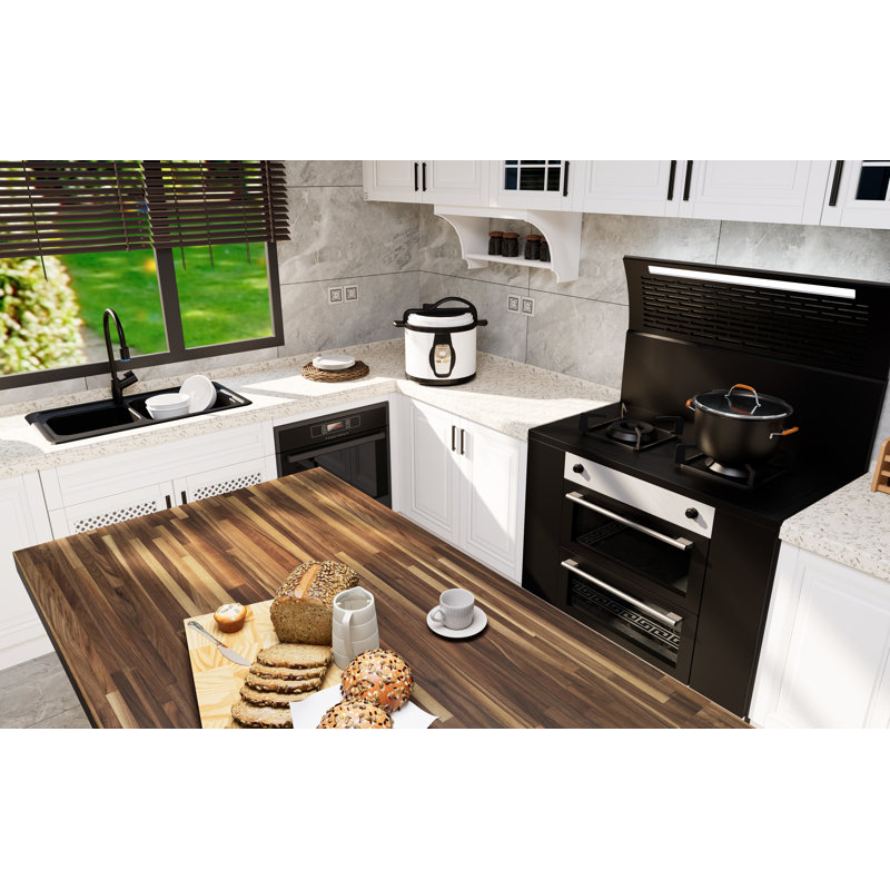 CONSDAN Butcher Block Counter Top, Solid Walnut Hardwood Countertop, Prefinished with Food-Safe Oil, 1.5" H x 18"L x 25" W