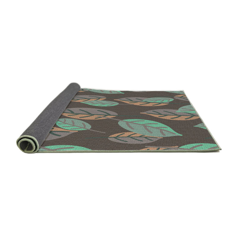 Tapis bleu turquoise/gris à motifs, Rond 5 pi
