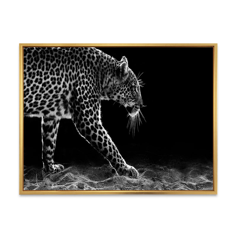 Léopard en noir et blanc - Décoration murale traditionnelle sur toile, H 8 po x l 12 po x P 1 po