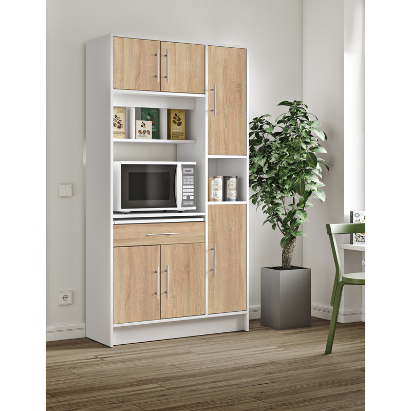 Seyma 457.71cm Kitchen Pantry, White/Oak