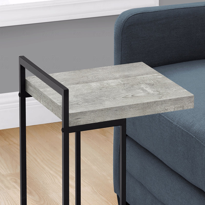 Table d'appoint, en forme de C, bout, côté, collation, stratifié, métal, contemporain, moderne, Gris clair, Noir