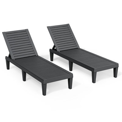 Patio Chaise Lounge Chair Set of 2, Adjustable Backrest for Outside Poolside, Backyard, Lawn by Ebern Designs