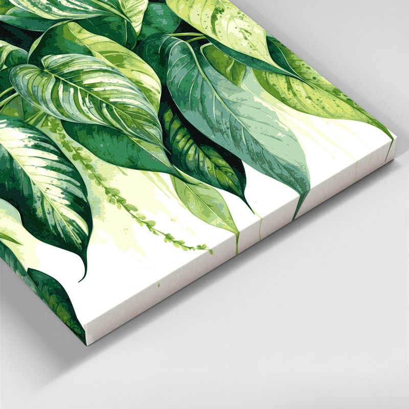 Botanique, art mural beige sur toile de Dieffenbachia, H 8 po x l 8 po