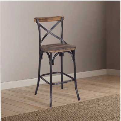 Retro black and retro oak crossback barstool