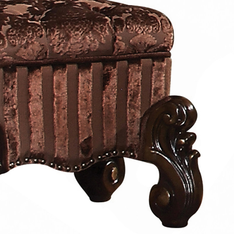 Vanity Stool With Nailhead Trim, Espresso, Brown