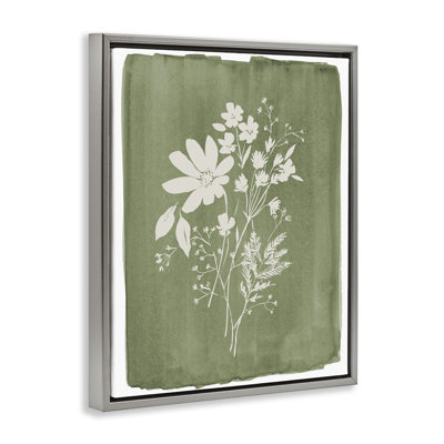 Wildflowers on Olive Green Floating Frame, design by Stephanie Ryan
