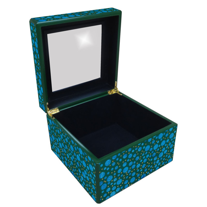 Reverse Painted Mirror Accessory Box, Blue/Green