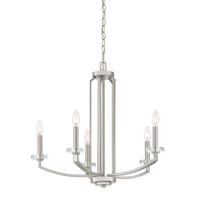 Lustre classique à 5 lumières de style bougie Enders, Nickel brossé